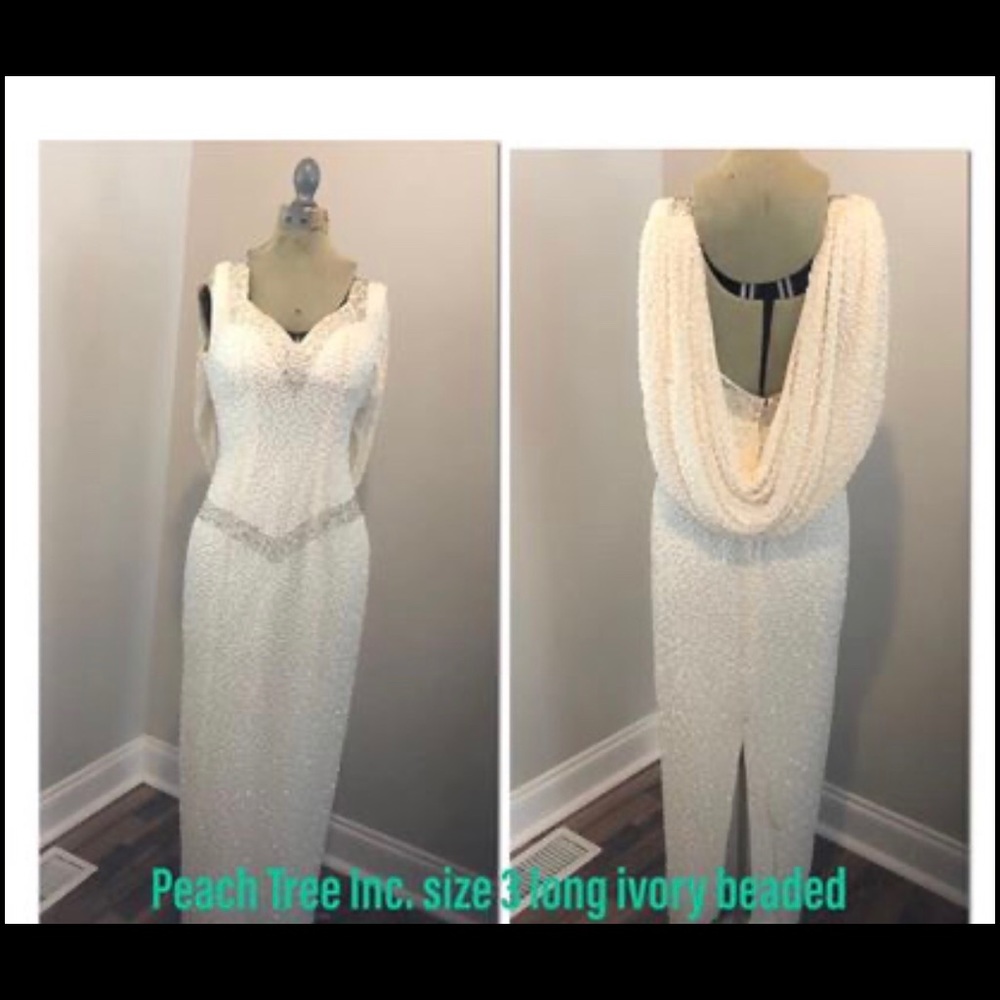 Long beaded pageant gown